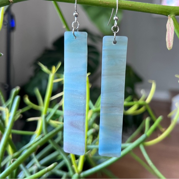 Handmade frosted 3” glass earrings. - Picture 2 of 3
